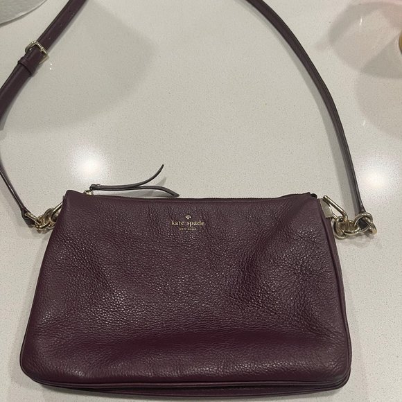 Kate Spade New York Burgundy Maroon Pebble Leather Crossbody Handbag - Picture 1 of 6